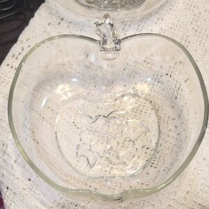 Clear Glass Apple Dish - Decorative Serving Bowl
